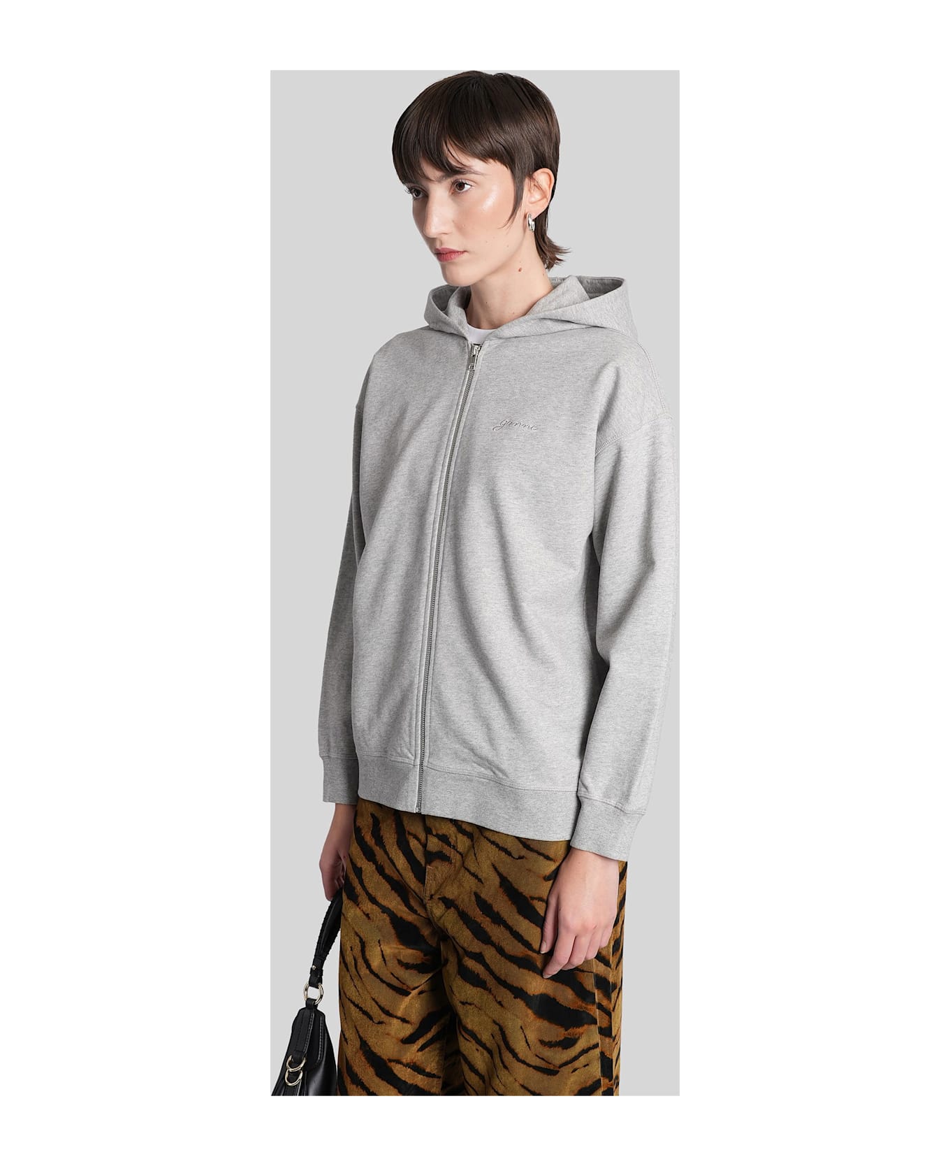 Ganni Sweatshirt In Grey Cotton - grey