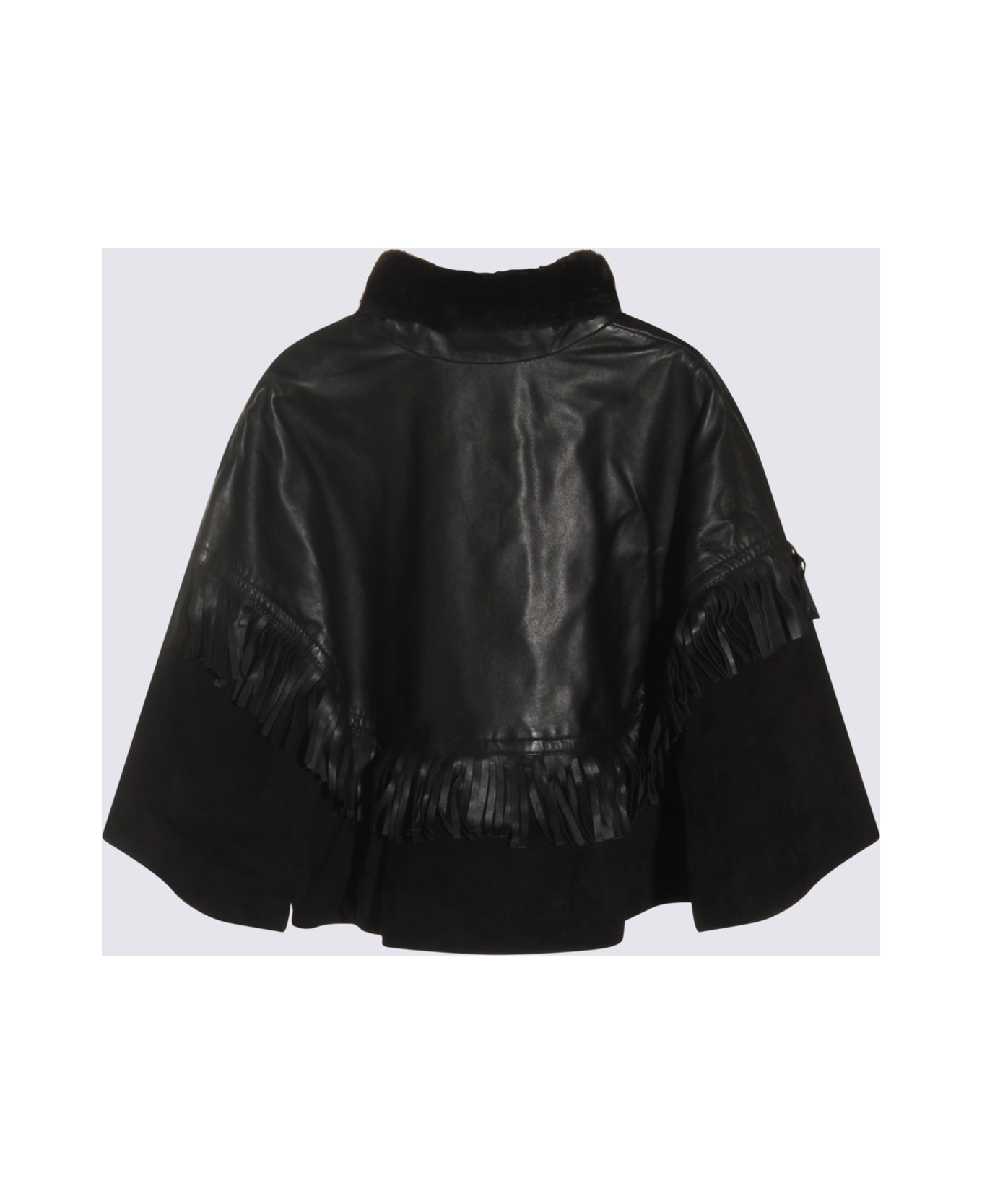 Chloé Black Leather Cape - Black