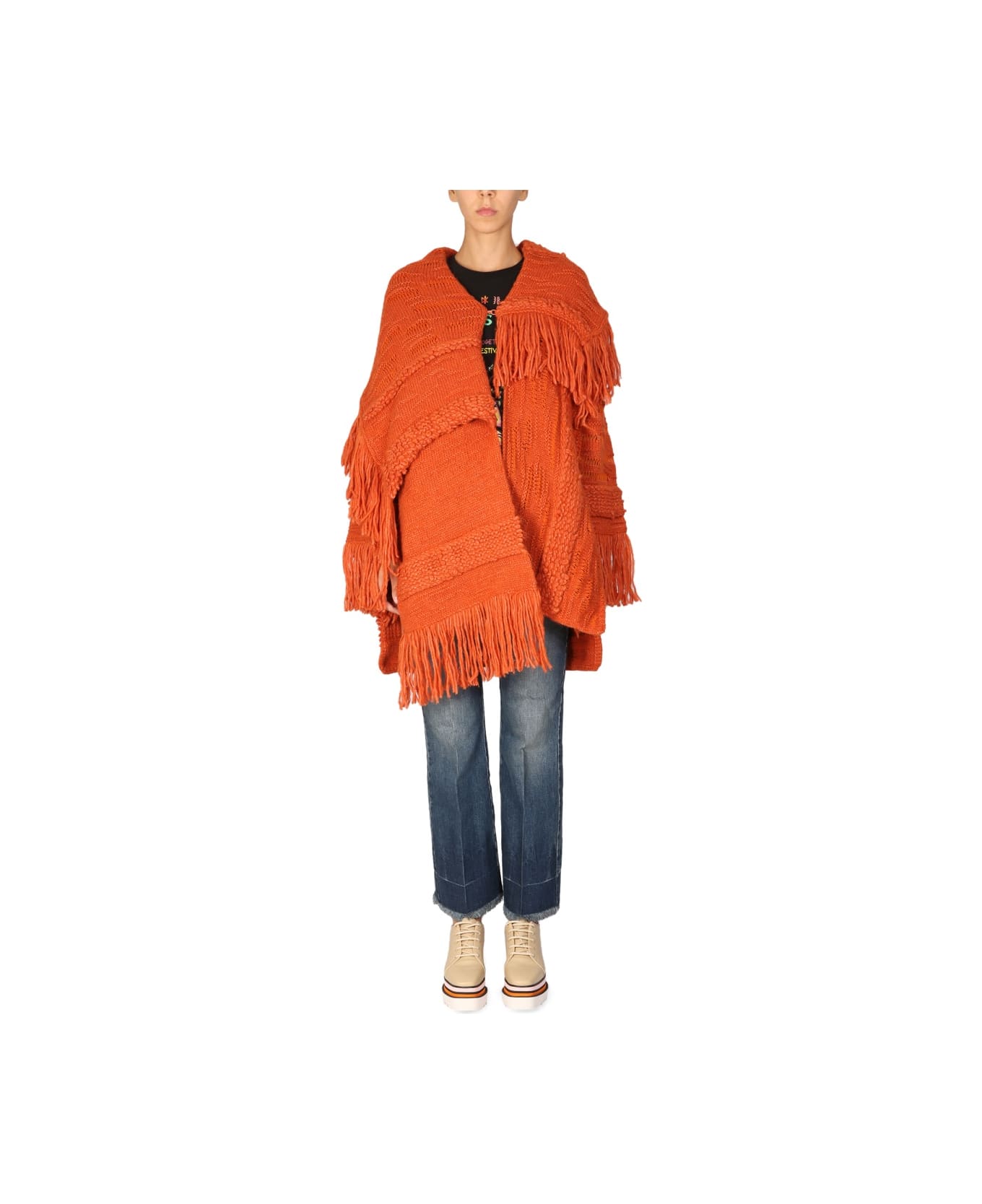 Stella McCartney Knitted Textured Coat - BORDEAUX