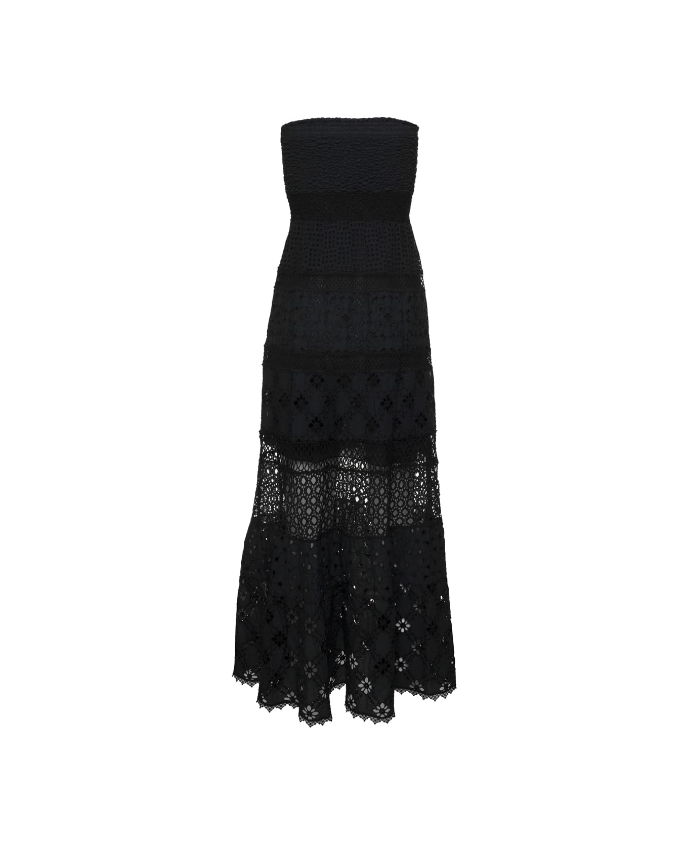 Temptation Positano Embroidered Long Dress - Black