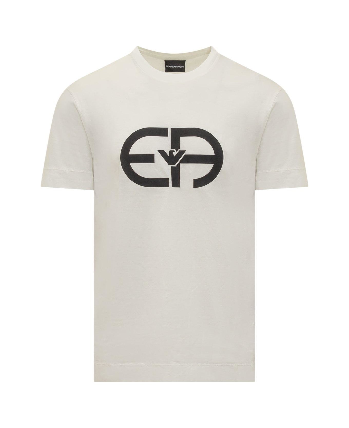 Emporio Armani Logo Printed Crewneck T-shirt - WHITE
