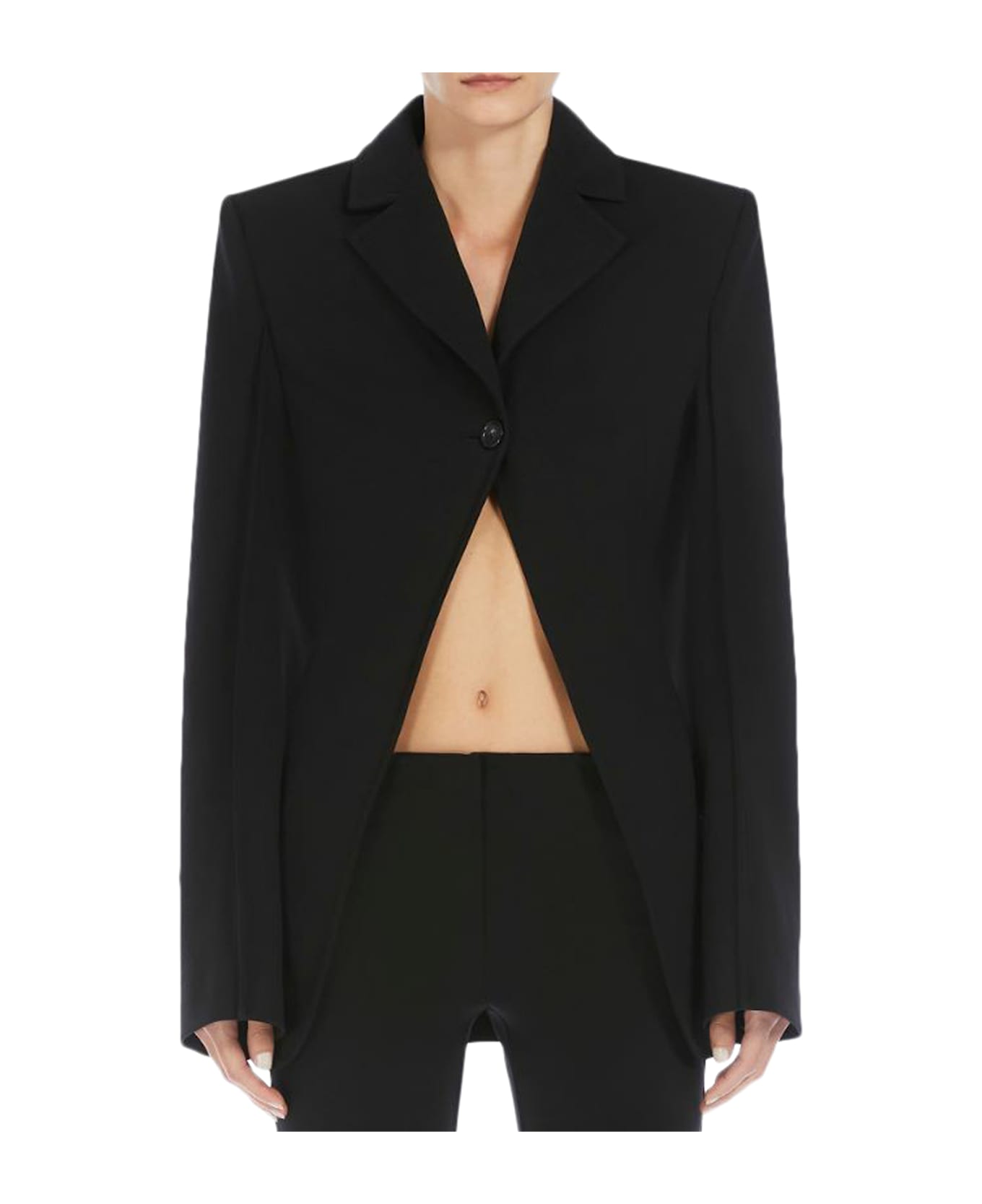 SportMax Single Breasted Stretch Viscose Blazer - Nero