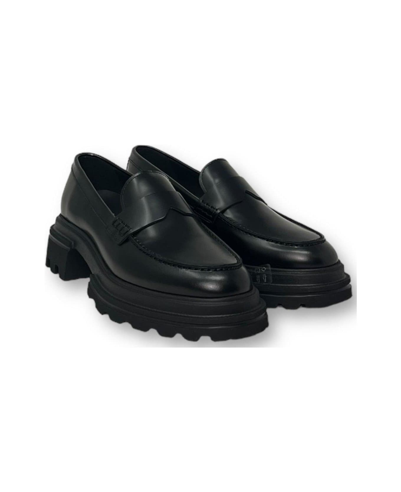 Hogan Round Toe Loafers - Black
