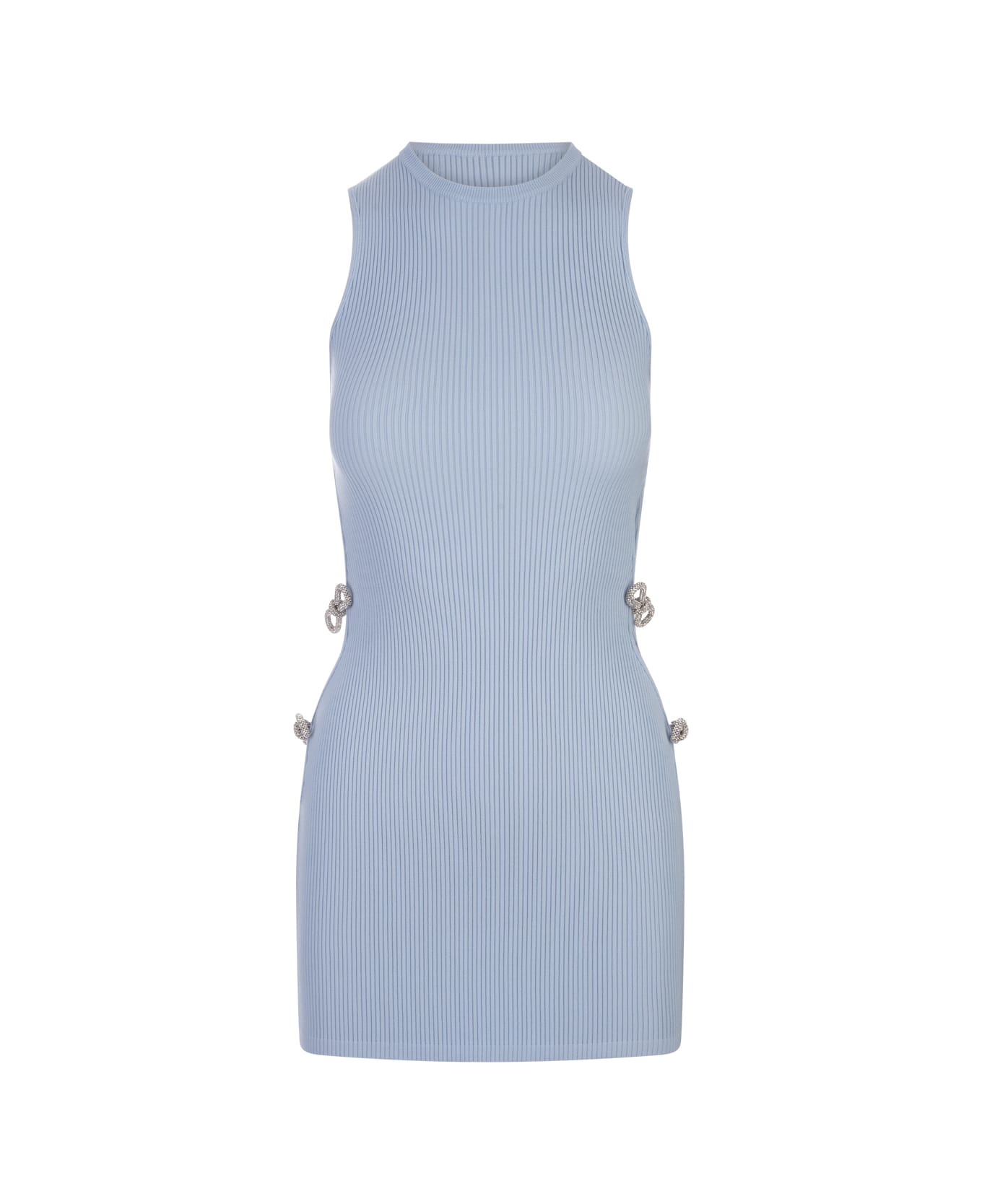 Mach & Mach Light Blue Stretch Mini Dress With Applications - Blue