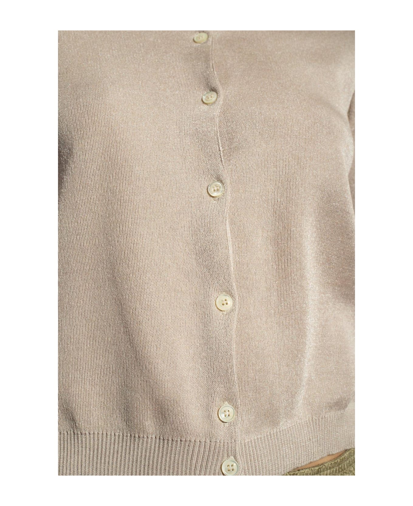 Moncler Glossy Button Up Cardigan - Beige