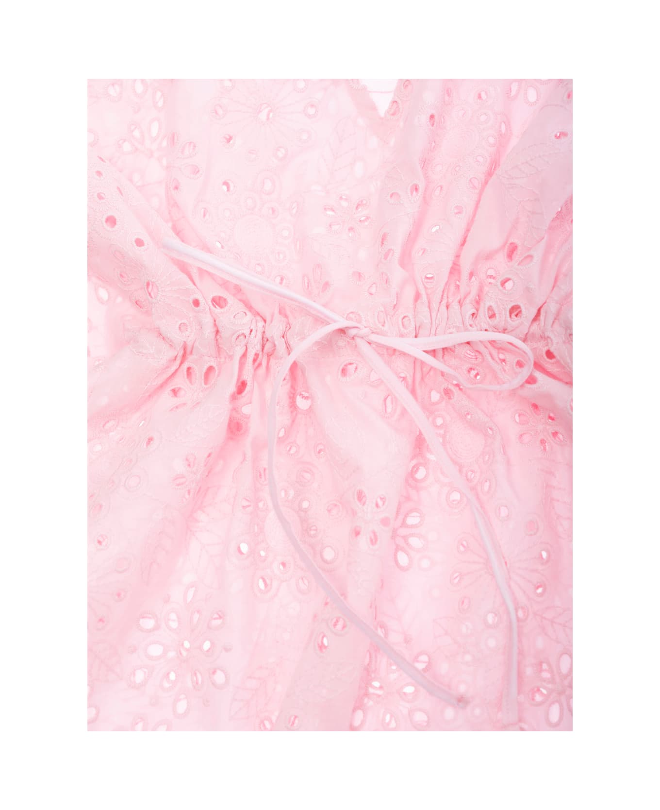 MC2 Saint Barth 
kate
 Pink Dress With V Neck And All-over Floral Embroidery In Cotton Girl - Pink