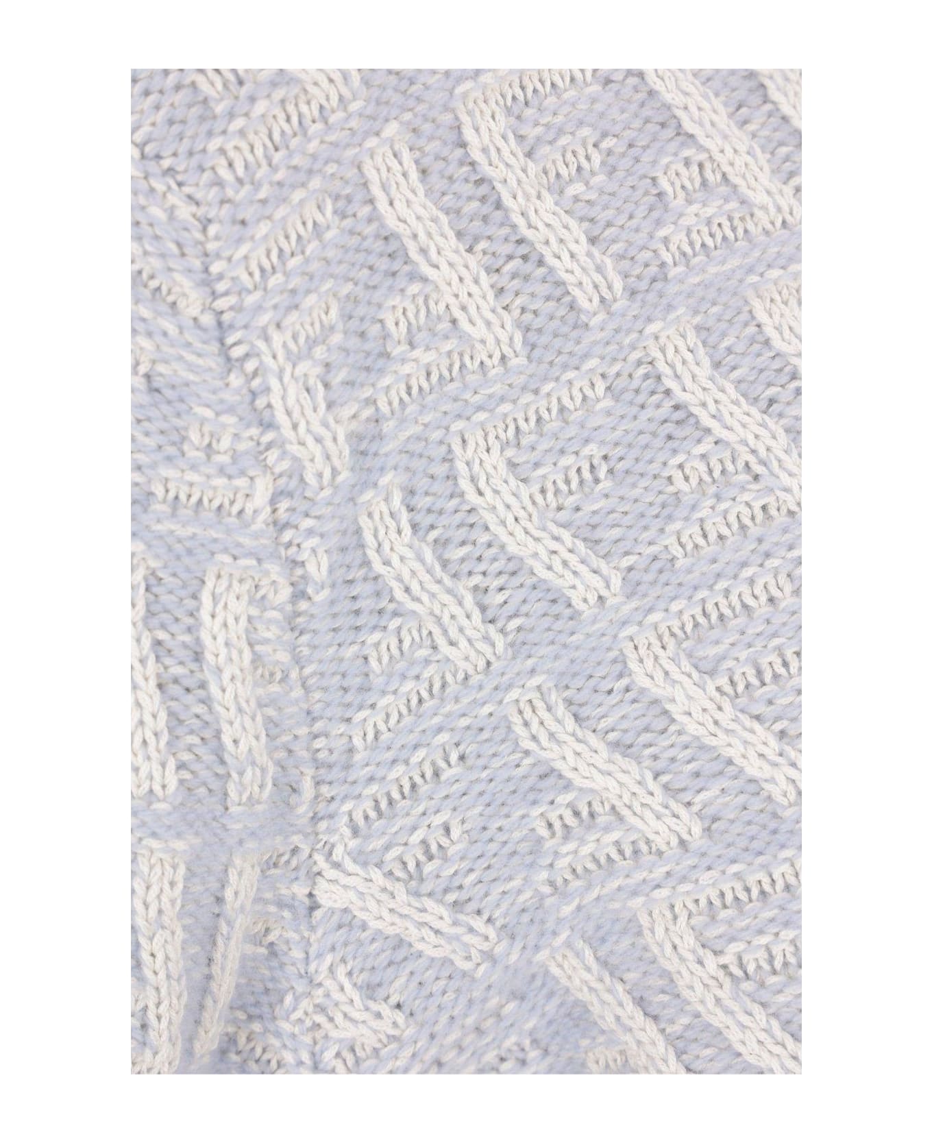 Fendi Monogrammed Crewneck Knitted Jumper - Clear Blue