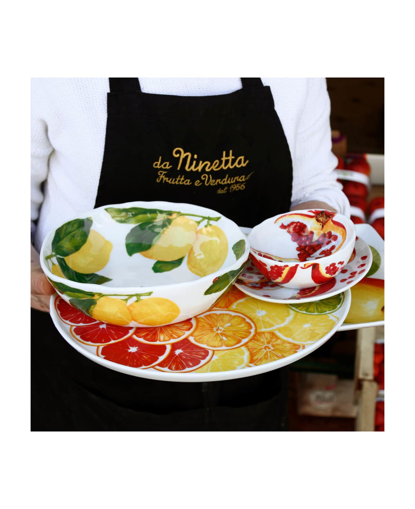 Taitù Rectangular Platter MELE - Dieta Mediterranea Fruits Collection - Multicolor