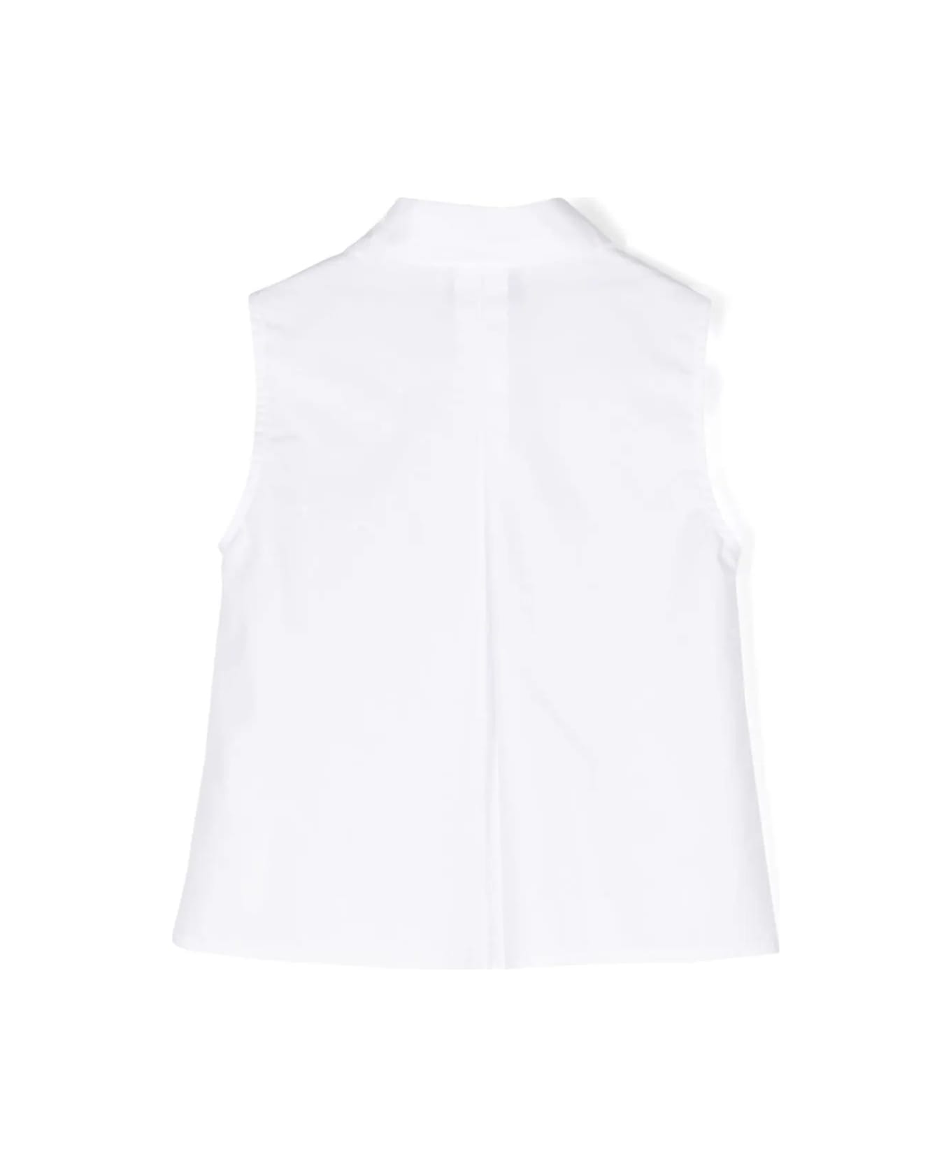 Ermanno Scervino Junior White Sleeveless Shirt With Lace - White シャツ