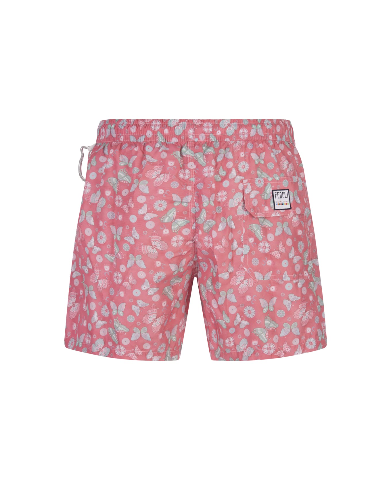 Fedeli Pink Swim Shorts With Butterfly Print - Pink