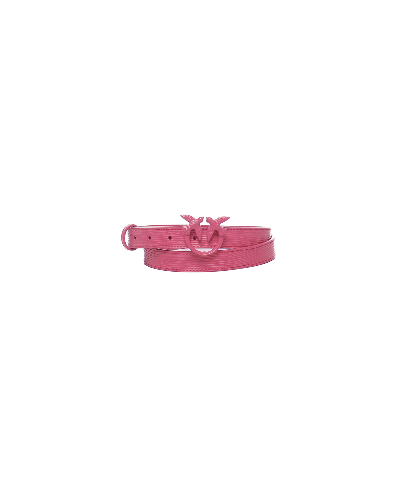 Pinko Leather Belt With Love Birds Buckle - Fucsia ベルト