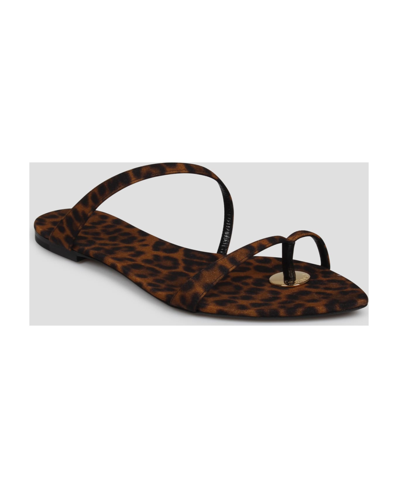 Saint Laurent Leopard Grosgrain Tanger Slides - Brown