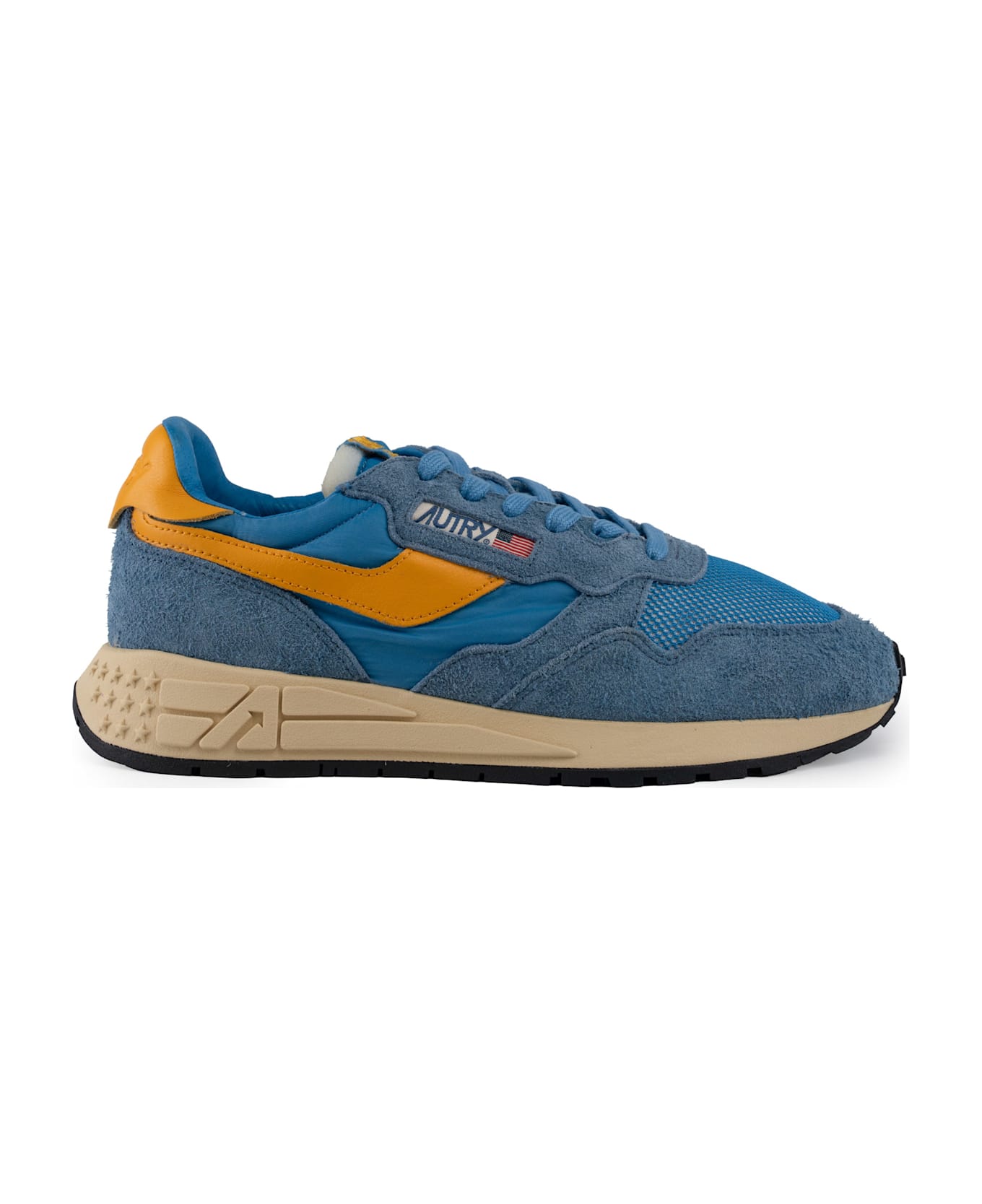 Autry Reelwind Low Sneakers In Nylon And Suede - Suede/net cenble/fus