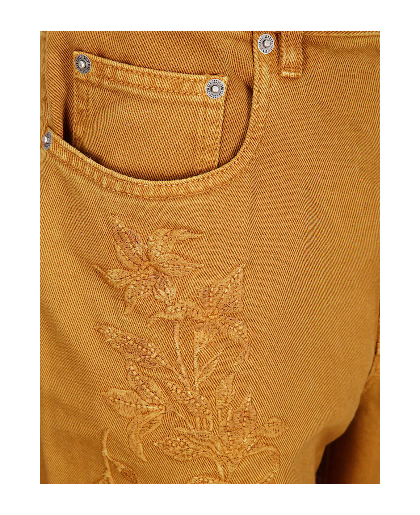Golden Goose Journey W
s Pant Kim Long Leg Garment Dyed Embroid - GOLDEN BROWN