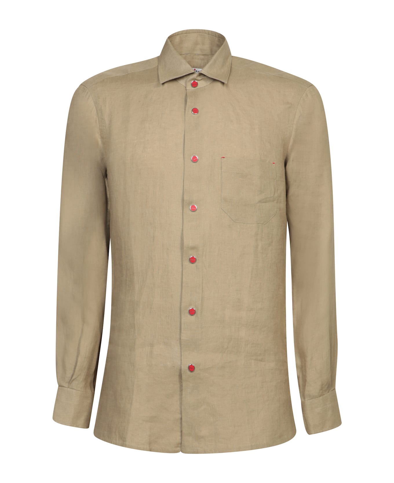 Kiton Military Green Linen Shirt - White