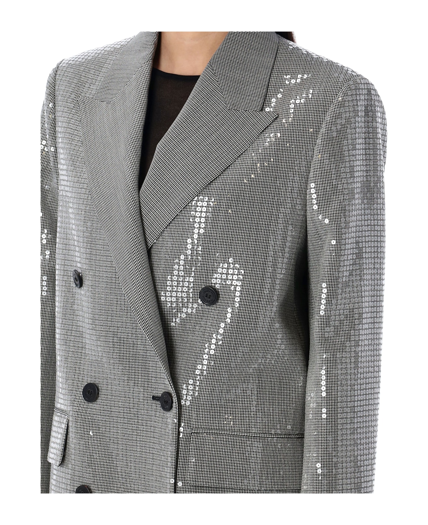 Golden Goose Double-breasted Boyfriend Jacket - BLACK WHITE