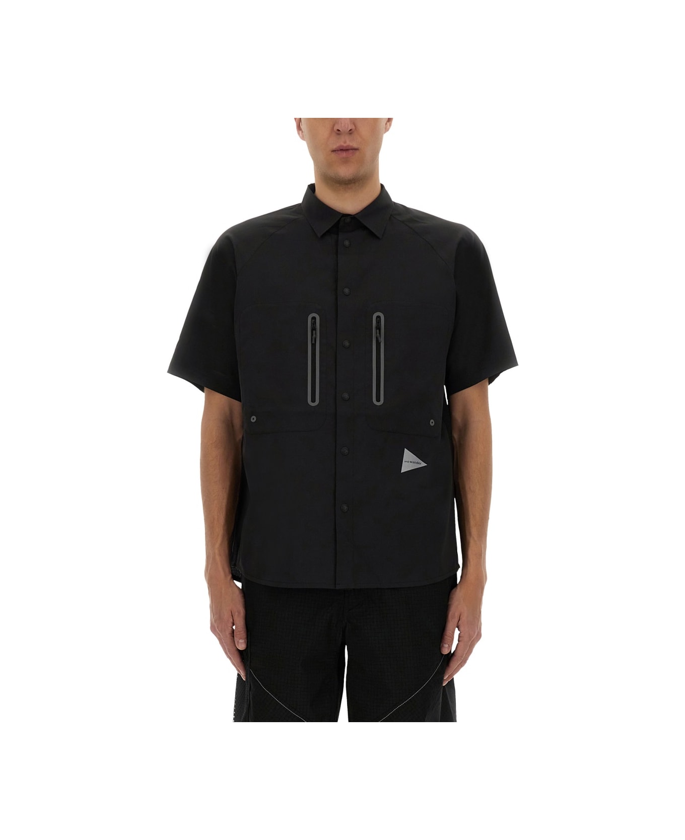 And Wander Shirt With Logo - BLACK