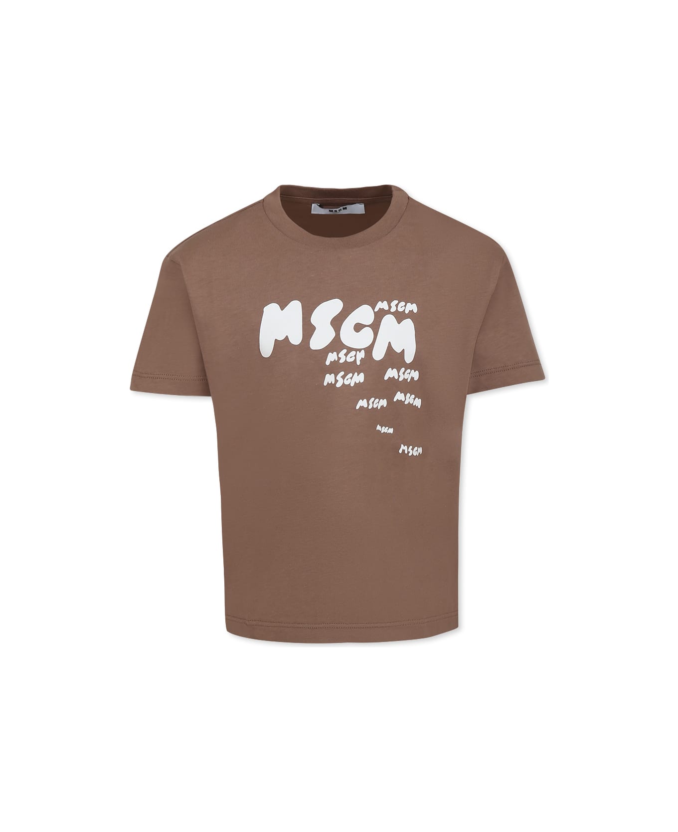 MSGM Brown T-shirt For Boy With Logo - Brown