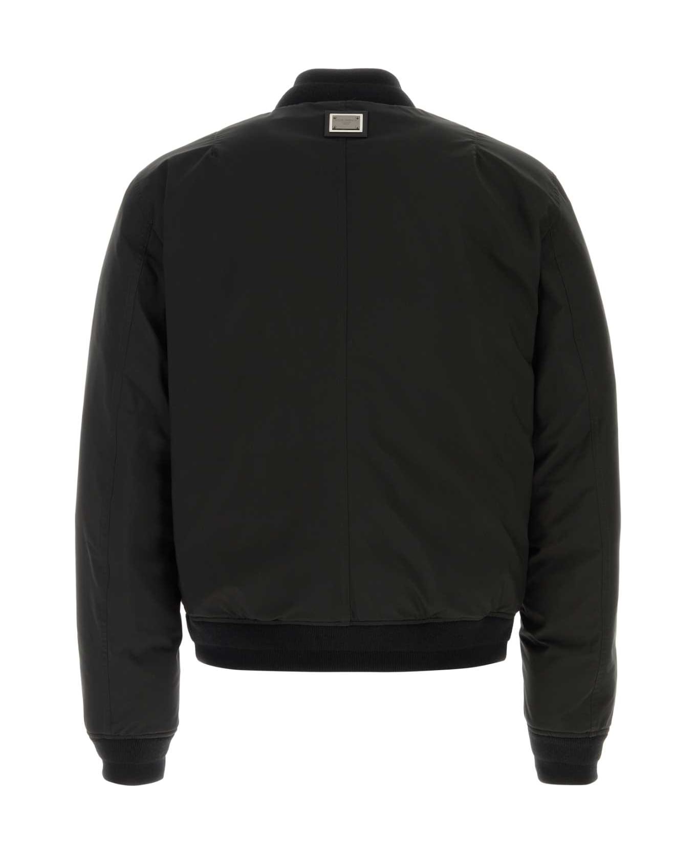 Dolce 
Gabbana Black Polyester Down Jacket - NERO