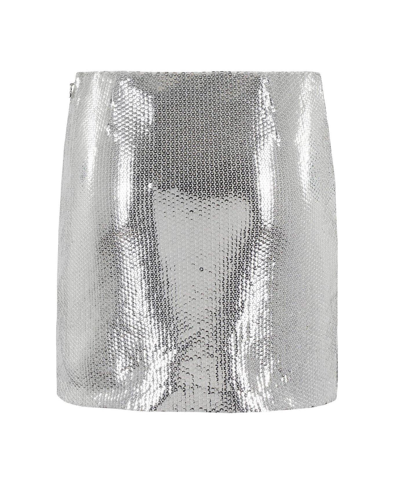Rotate by Birger Christensen Sequin Mini Skirt - Silver