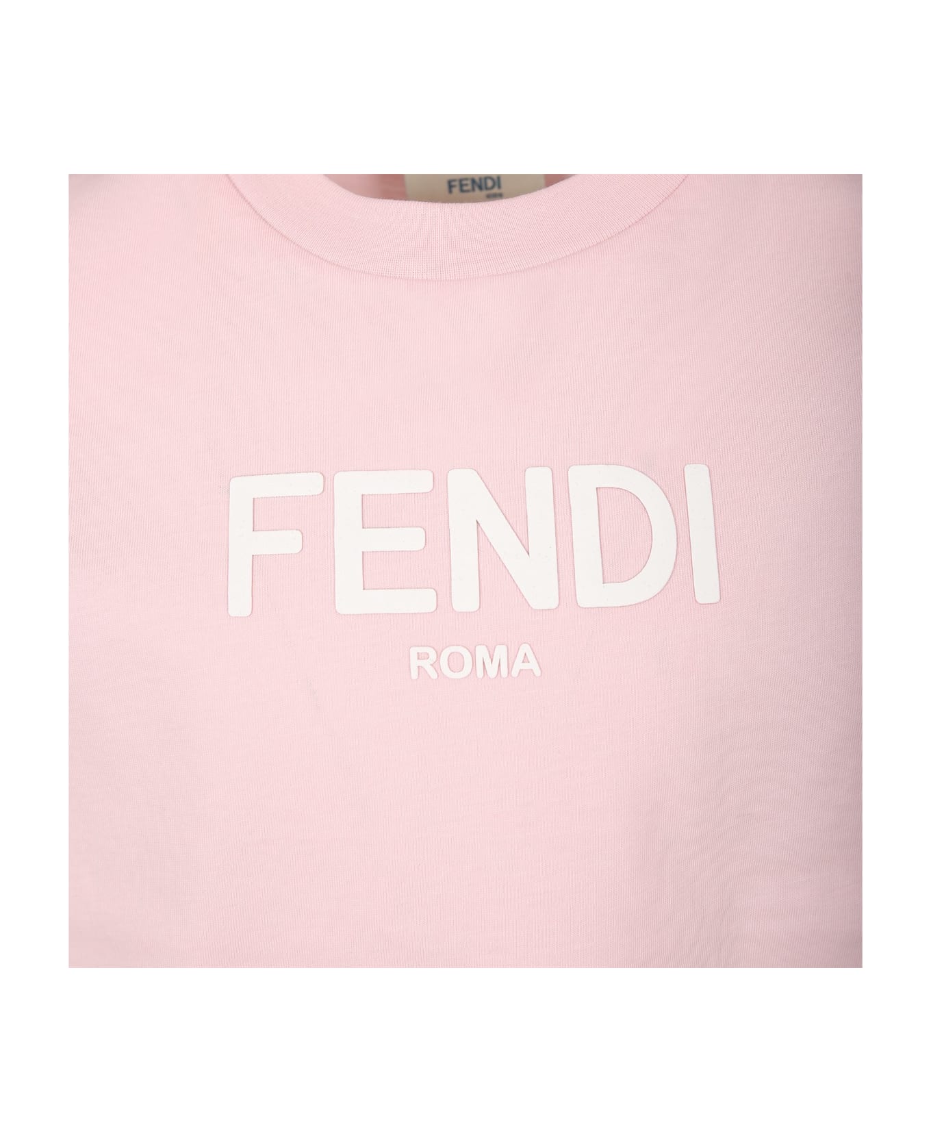 Fendi Pink T-shirt For Kids With Logo - Pink