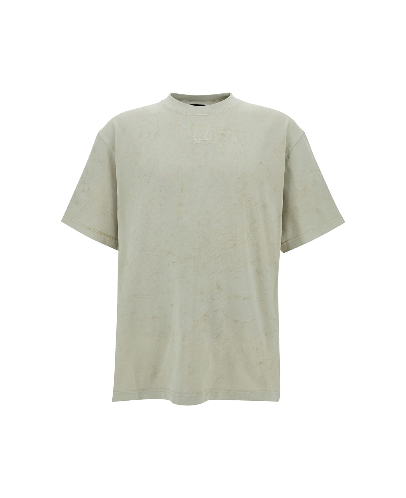 44 Label Group Beige T-shirt With Logo Embroidery And Cut-out In Cotton Man - White シャツ