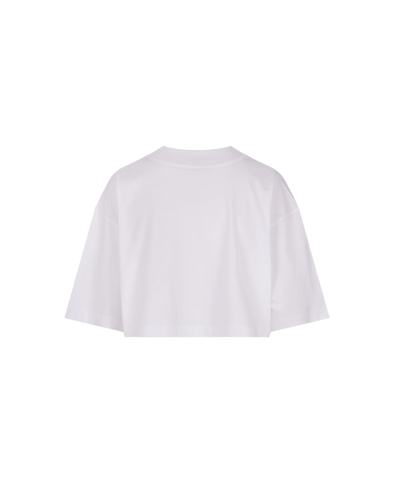 Marni White Crop T-shirt With Pink Brushed Logo - White