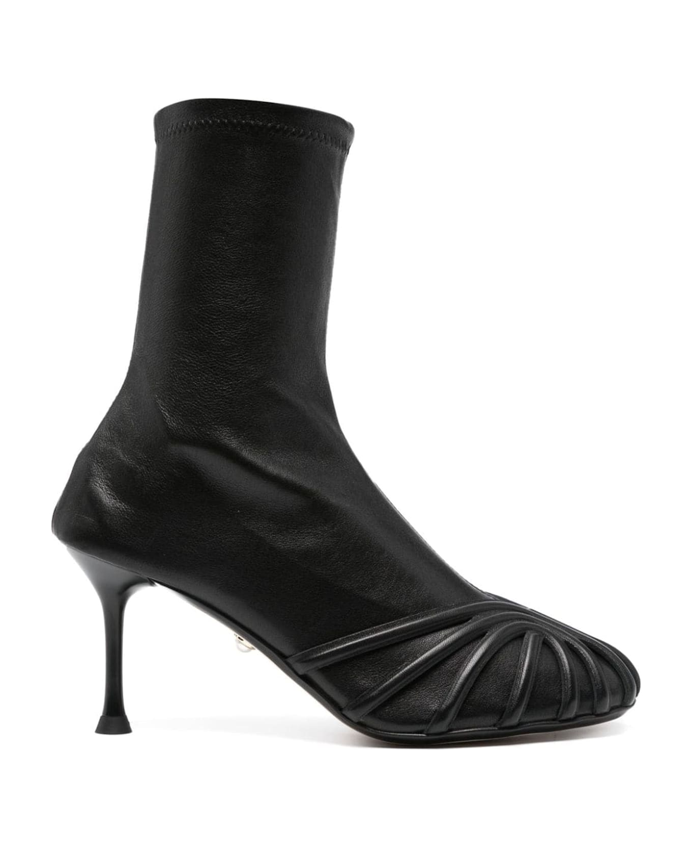 Alevì Black Calf Leather Ankle Boots - Black