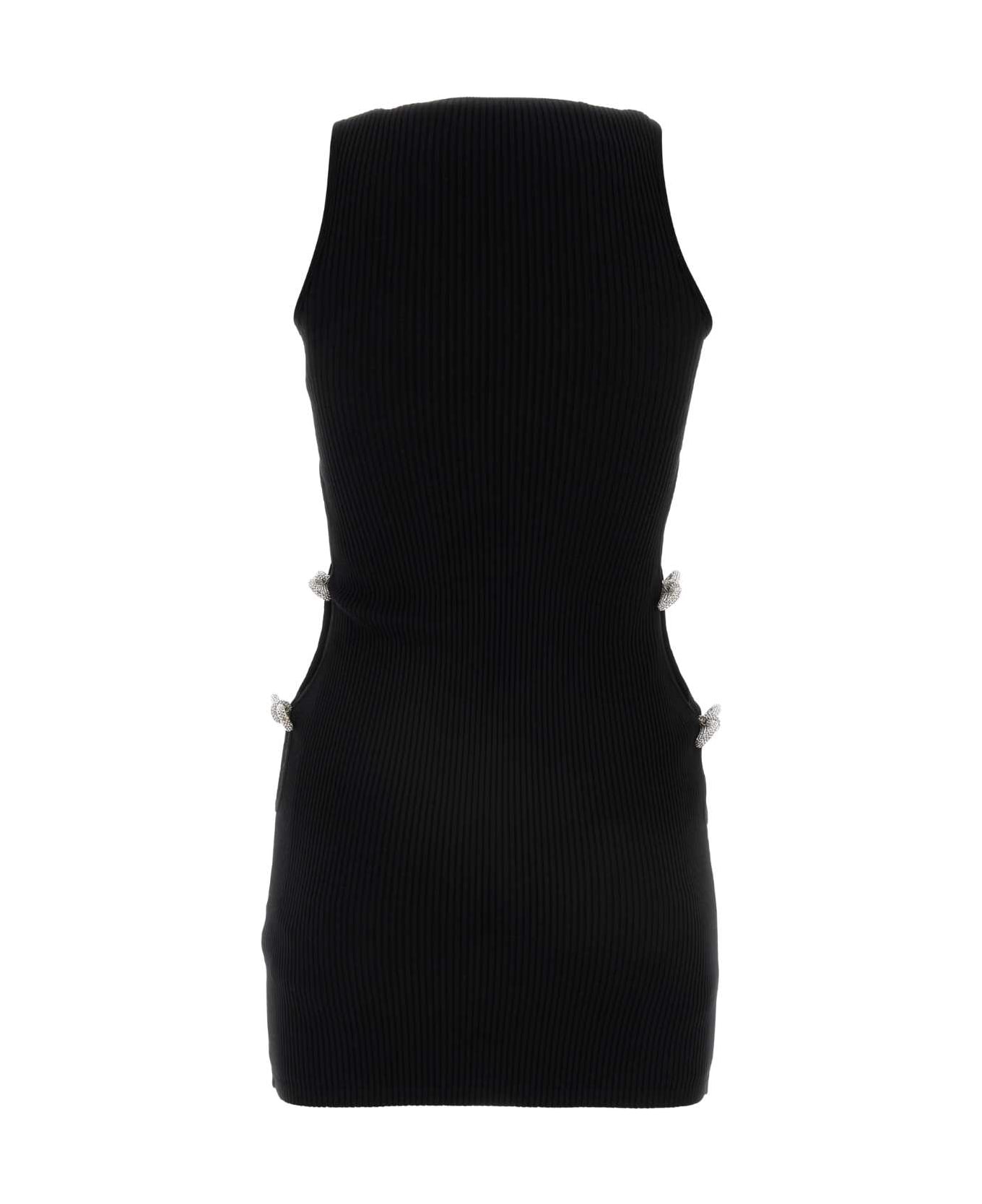 Mach & Mach Black Viscose Blend Mini Dress - BLACK