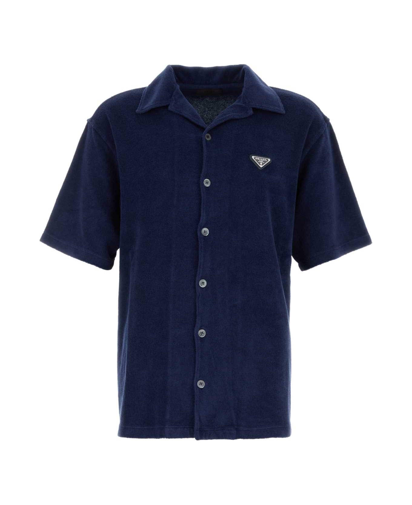 Prada Blue Terry Fabric Shirt | italist