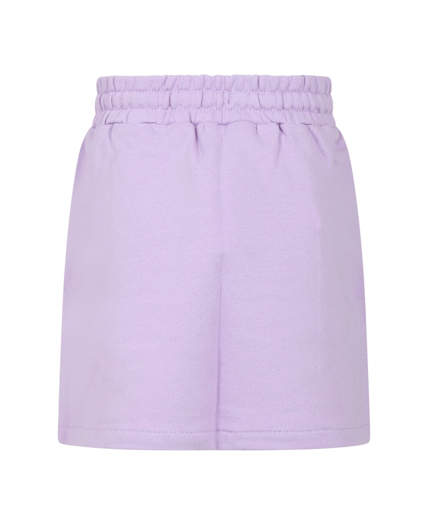 MSGM Lilac Skirt For Girl With Logo - Lilac ボトムス