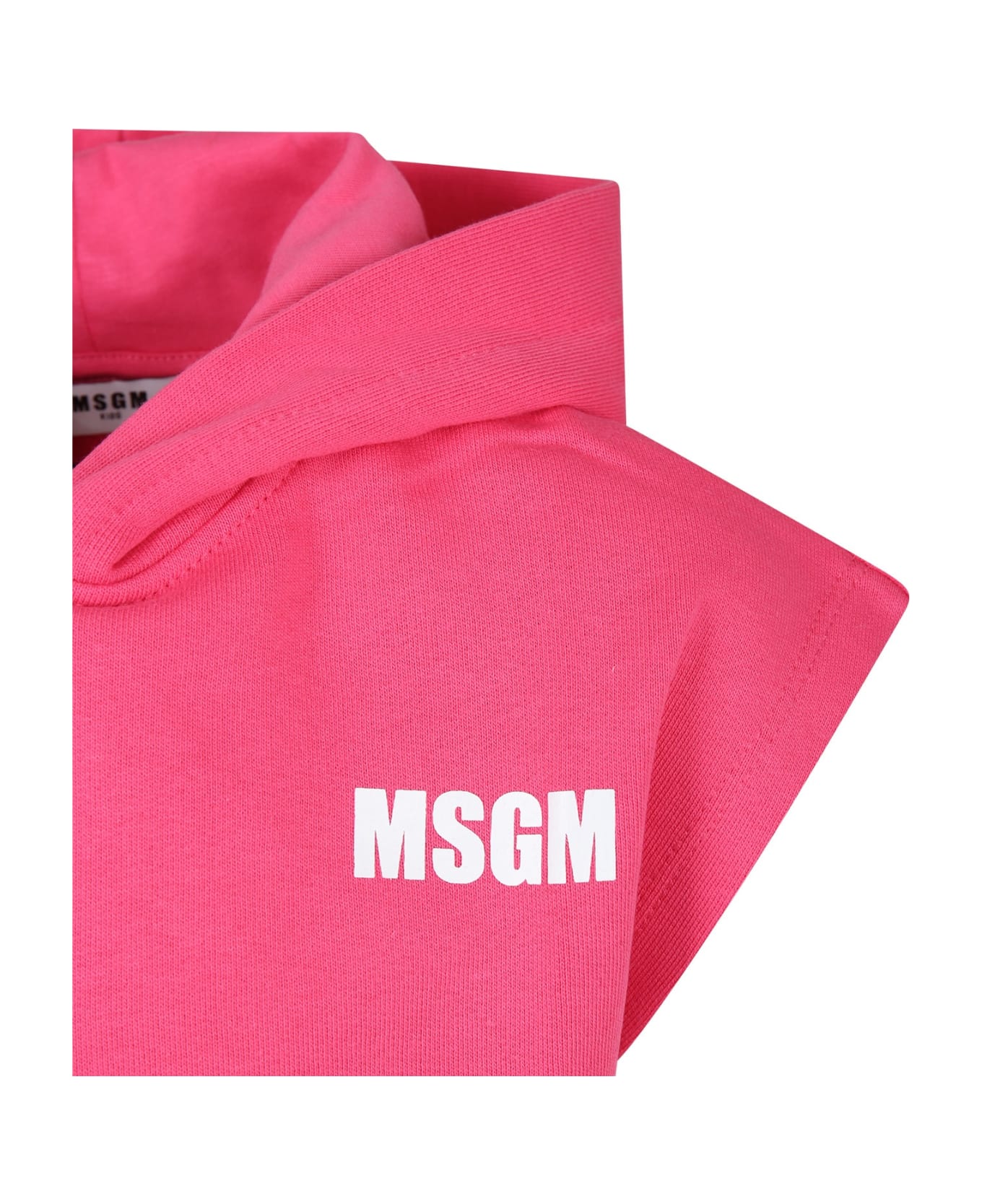 MSGM Fuchsia Sweatshirt For Girl With Logo And Writing - Fuchsia