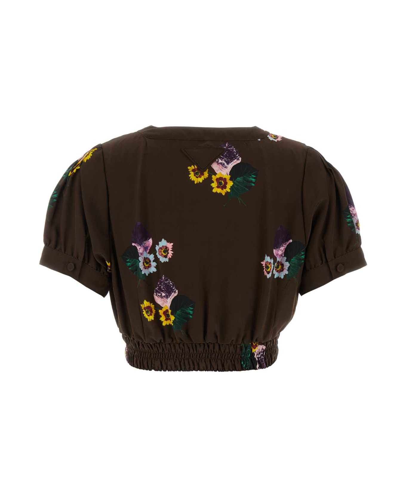 Prada Printed Poly Pongee Crop-top - CACAO
