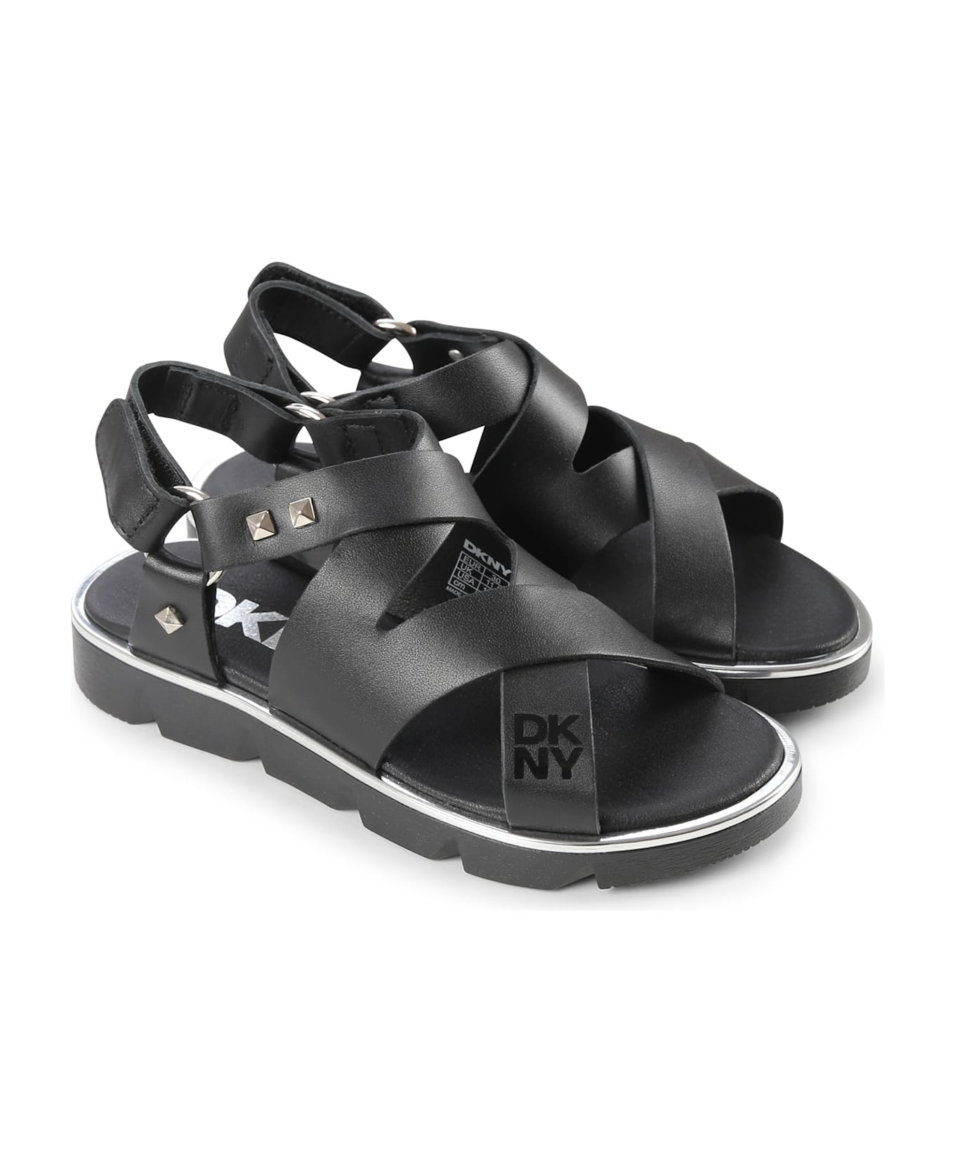 DKNY Black Sandals For Girl With Studs - Black