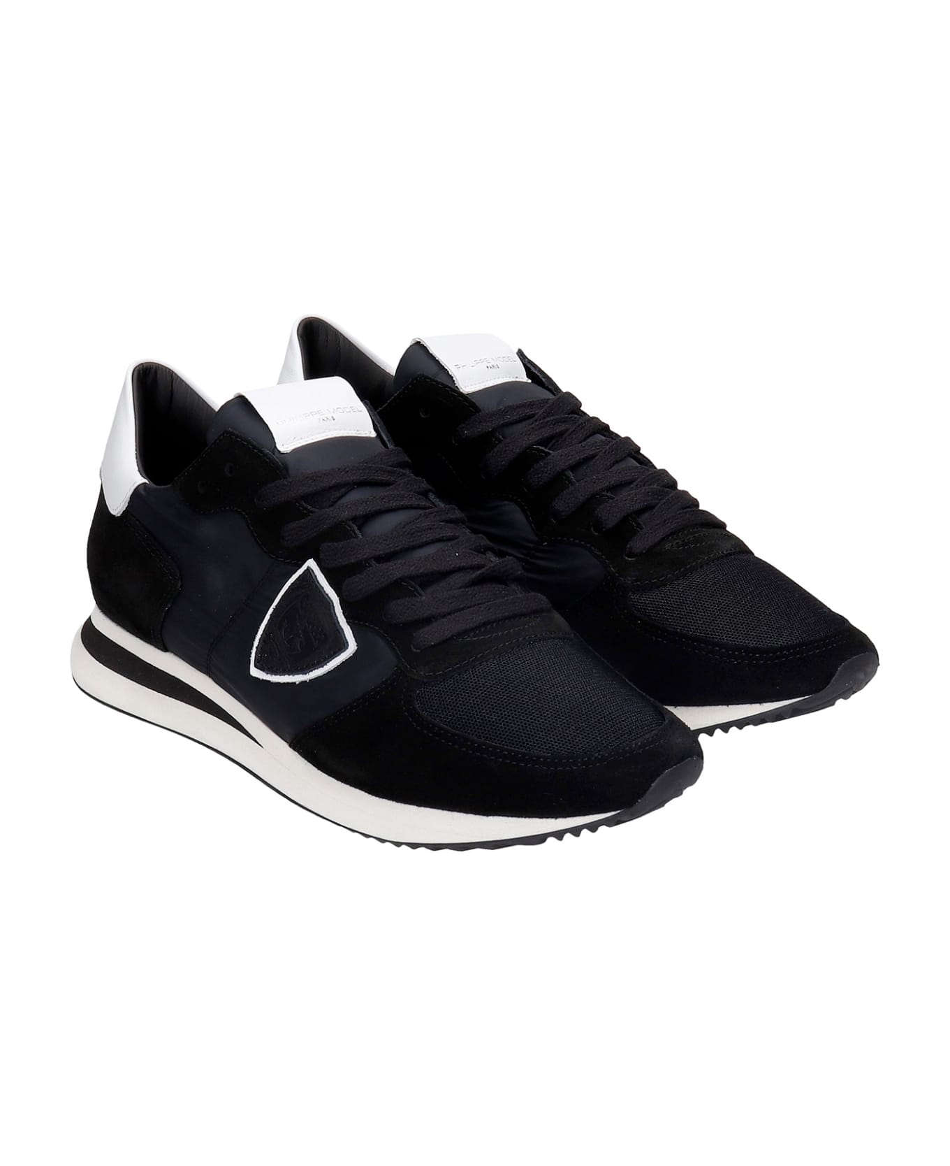 Philippe Model Trpx Sneakers In Black Suede And Fabric - BLACK
