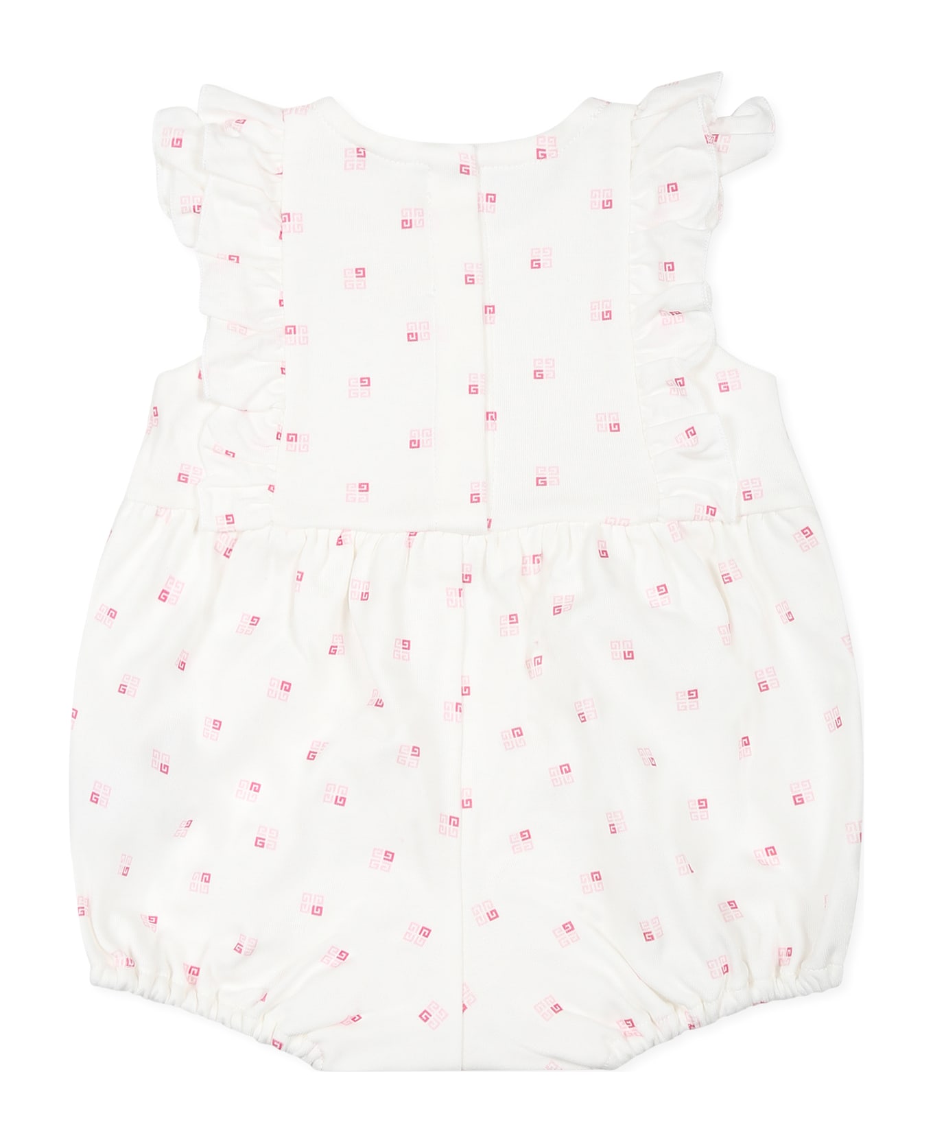 Givenchy White Romper For Baby Girl With 4g Pattern - White