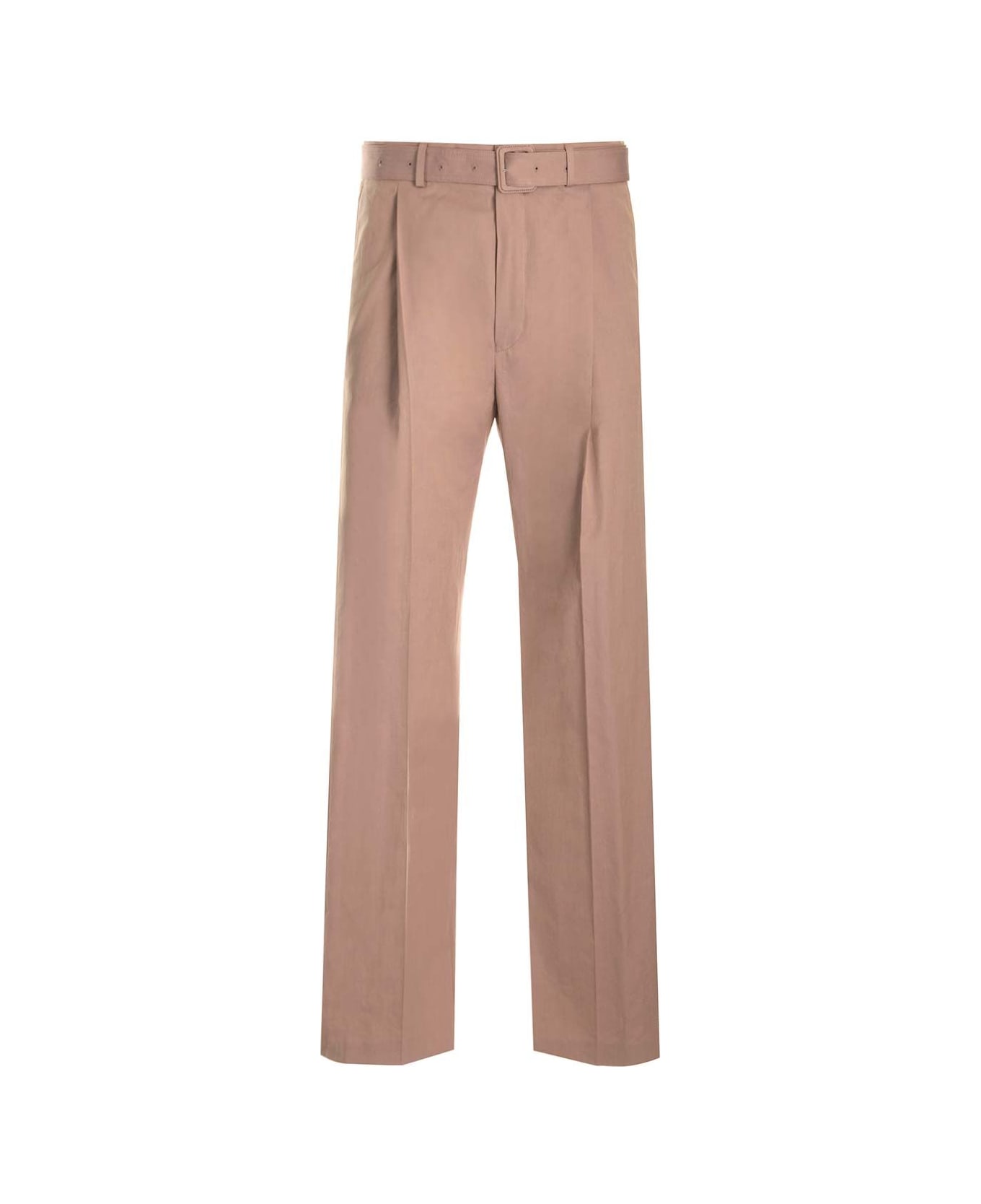 Dries Van Noten Straight Trousers With Belt - Brown