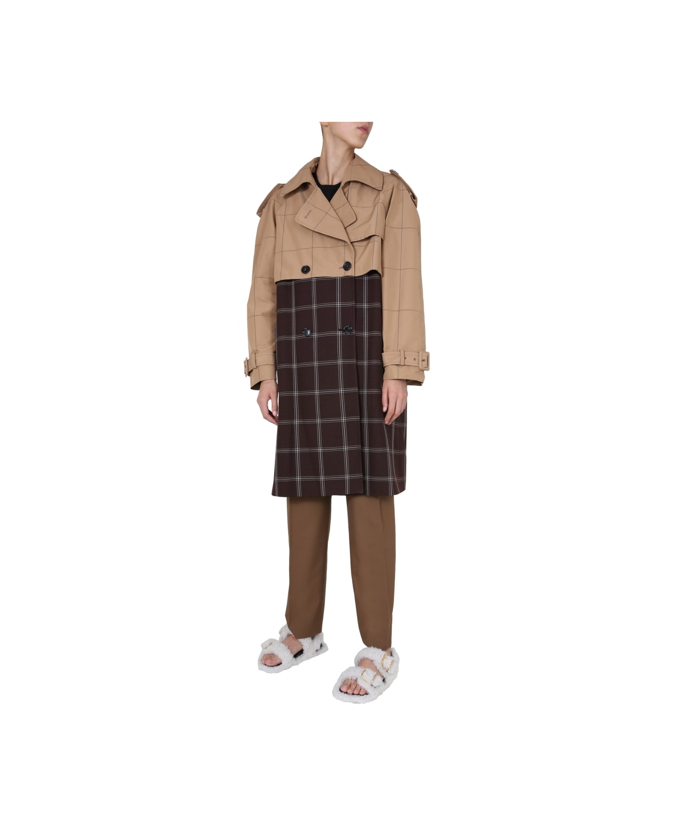 Marni Double-breasted Trench - BROWN