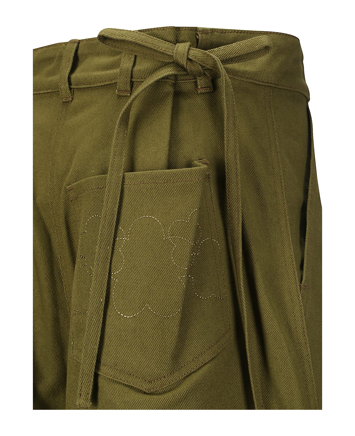 Cecilie Bahnsen Annika Shorts Denim - OLIVE GREEN
