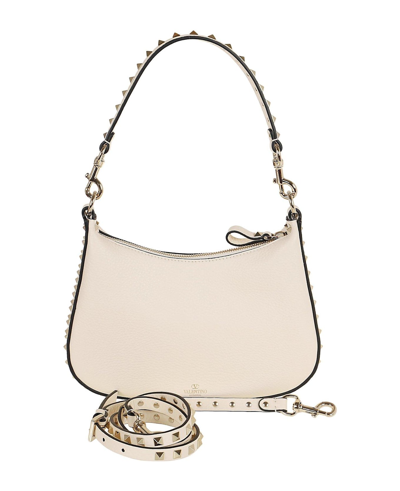 Valentino Garavani Garavani Rockstud Zip-up Small Shoulder Bag - White