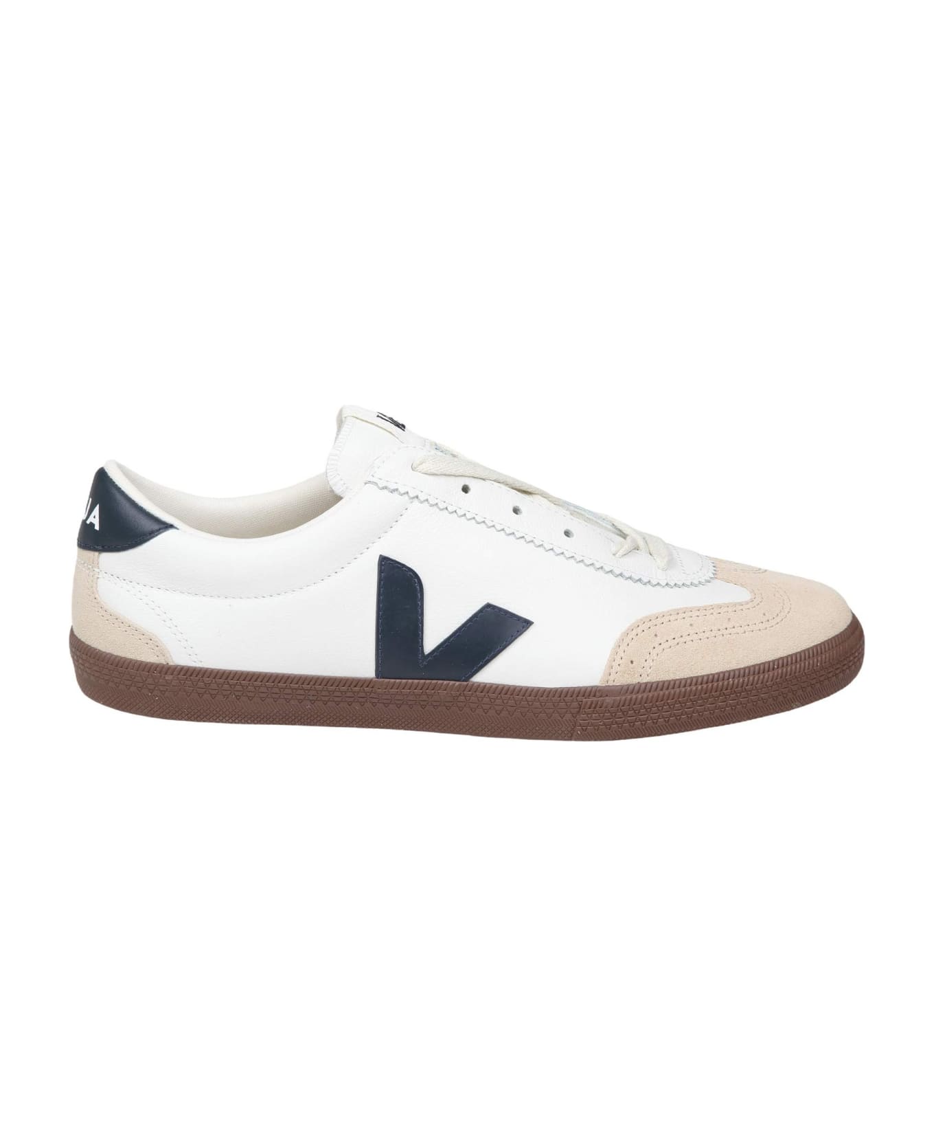 Veja Leather Volley Sneakers With Suede Details - White