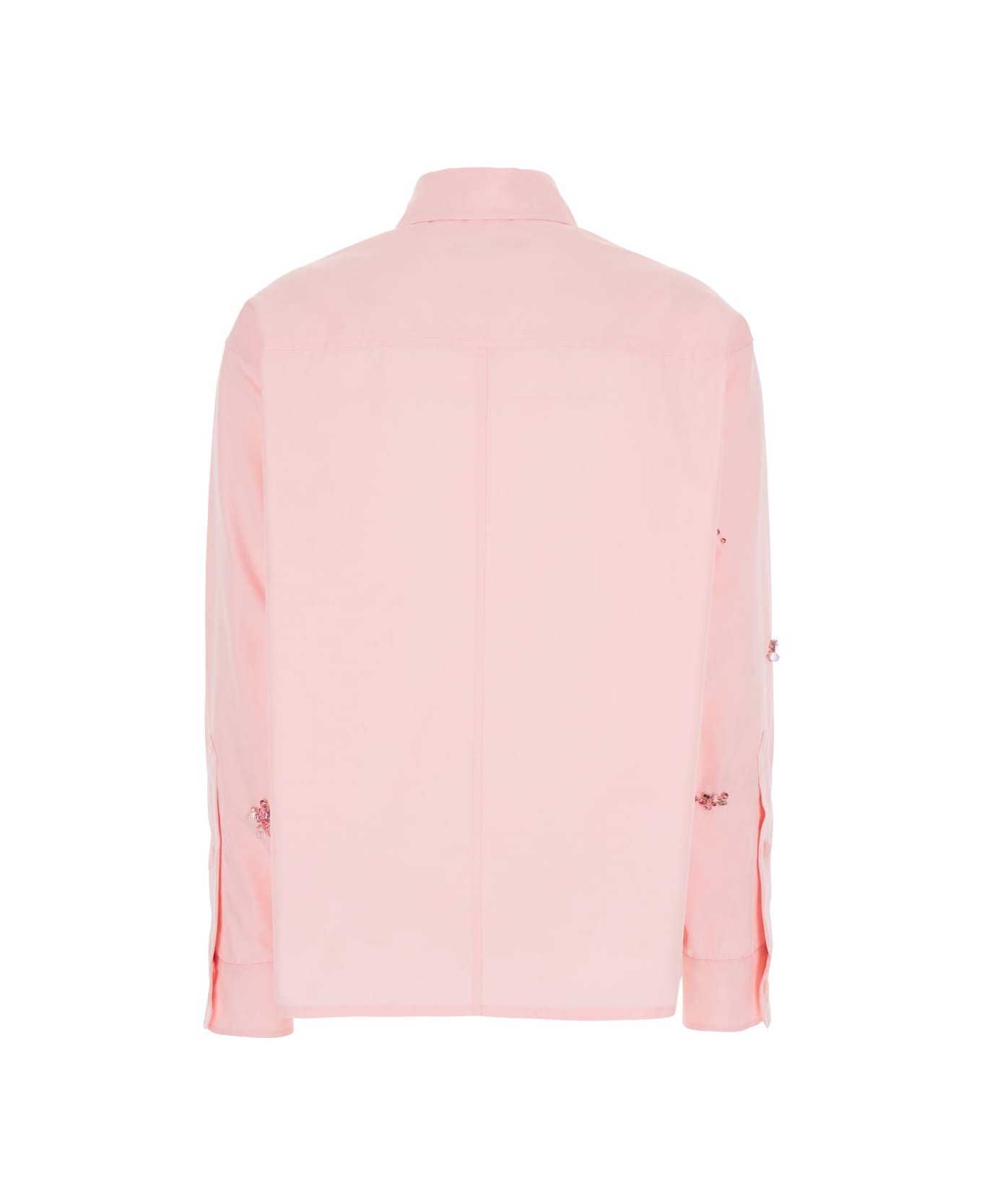 Des Phemmes Pink Shirt With Classic Collar And Embellishments On The Front In Cotton Woman - Pink