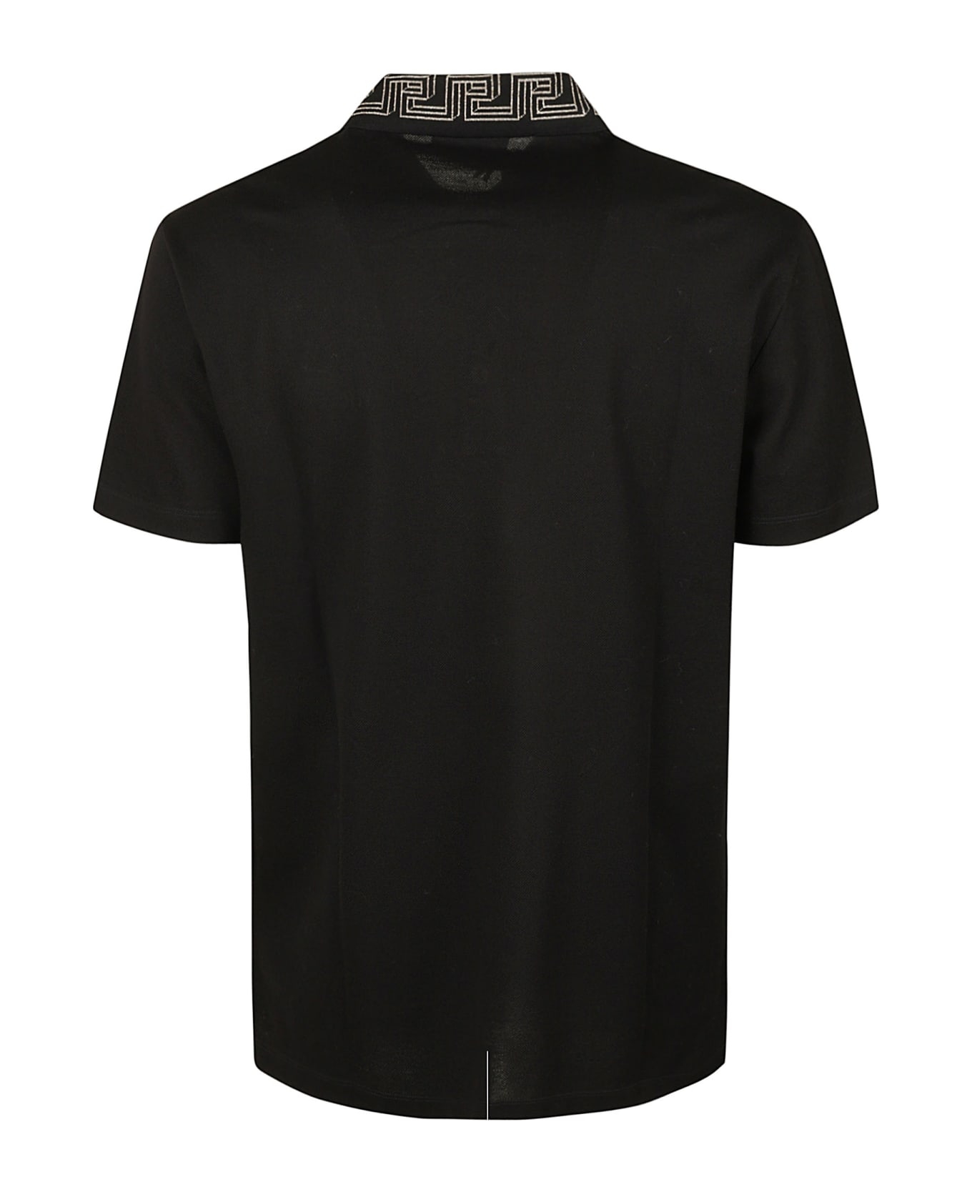 Versace Embroidered Kaki Polo Shirt - Black