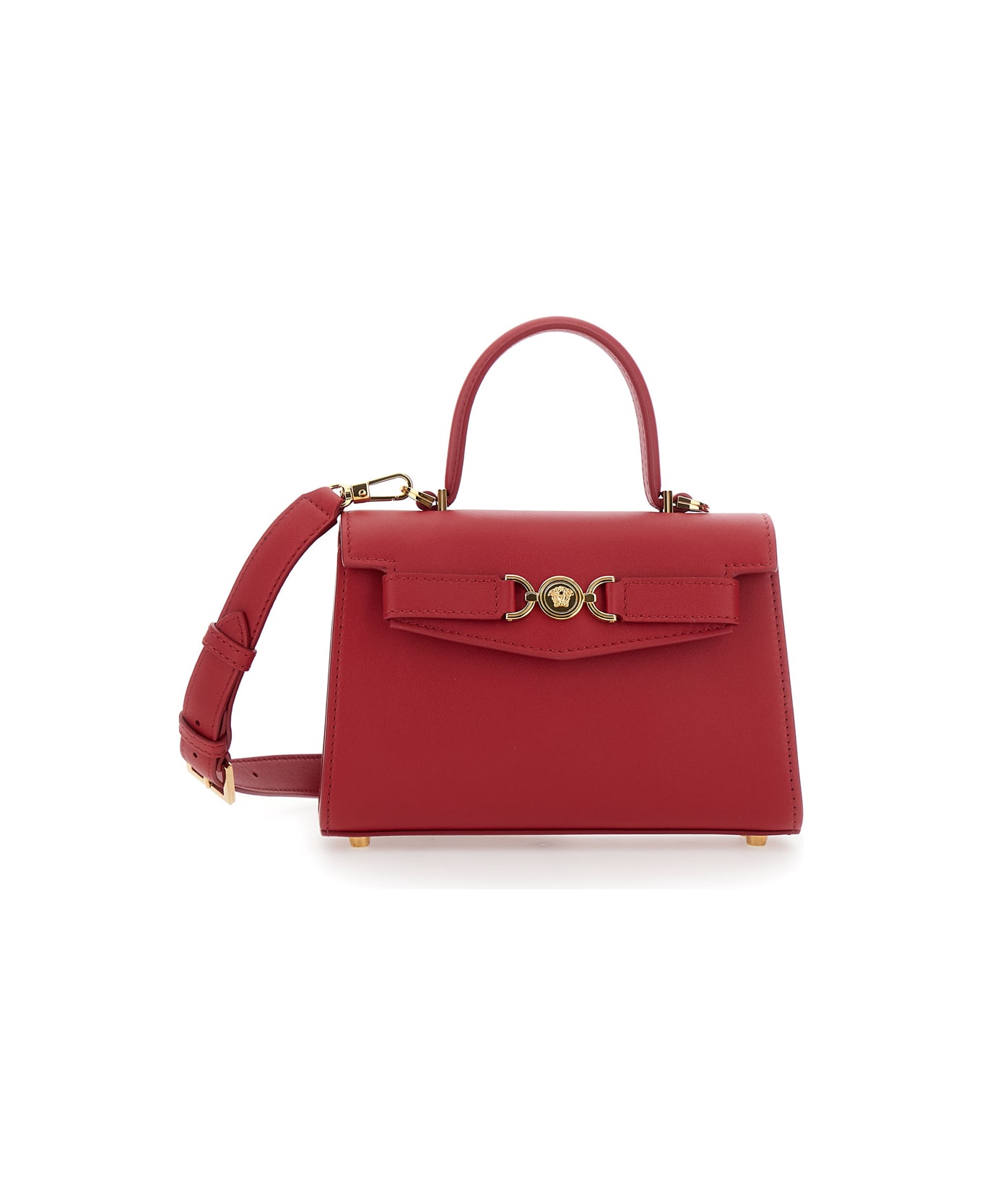 Versace 'medusa '95' Small Red Handbag With Belt Detail In Leather Woman - Red