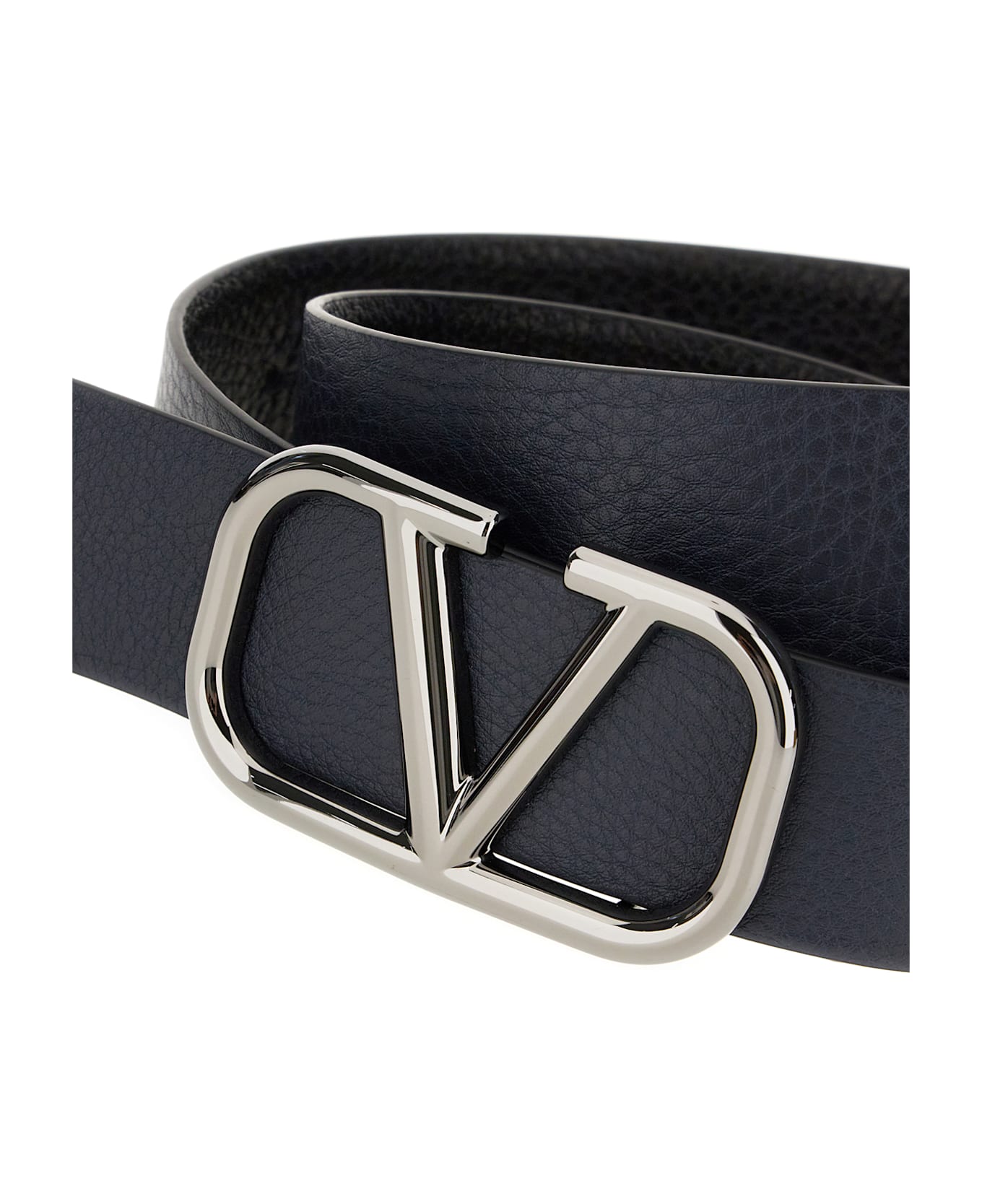 Valentino Garavani Black Leather Belt - NERO MARINE