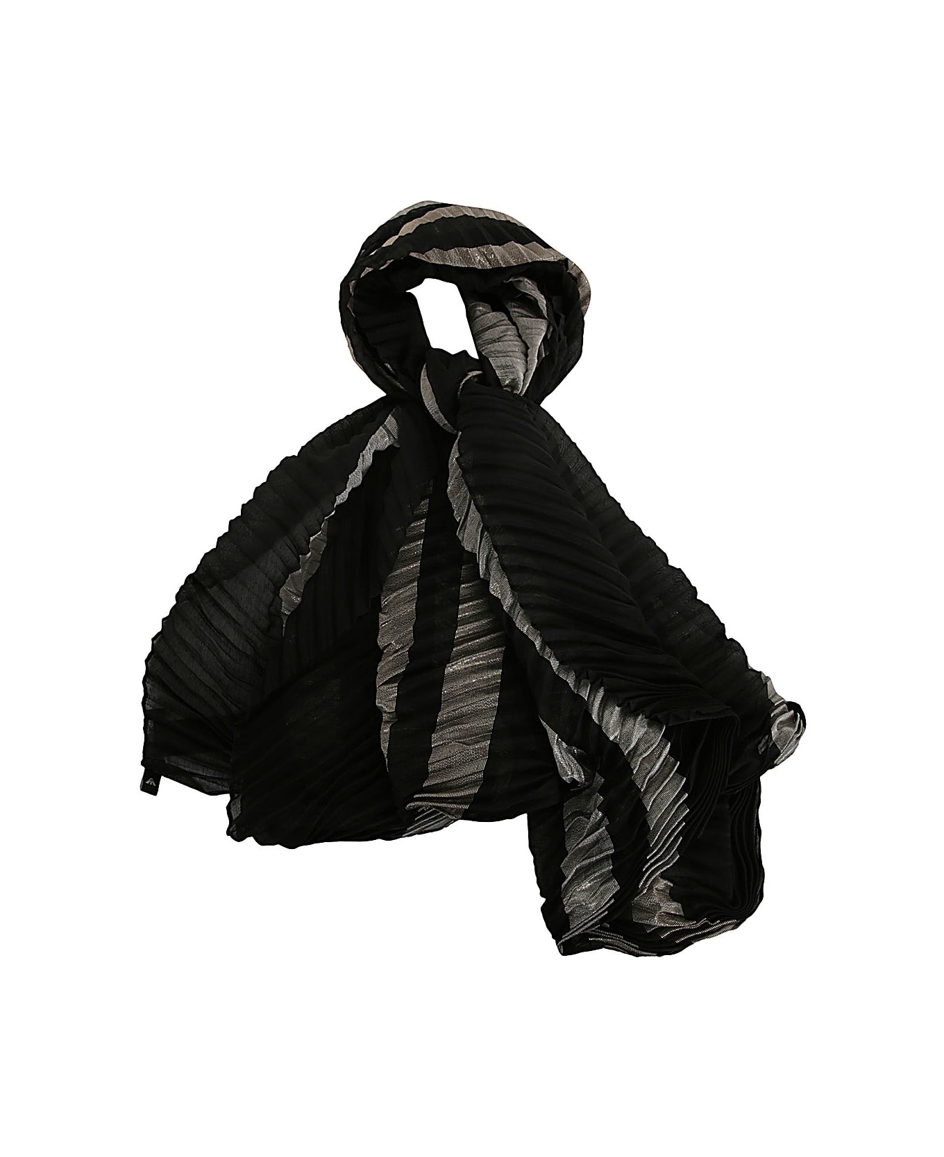 Emporio Armani Lady Woven Pleated Stole - Black