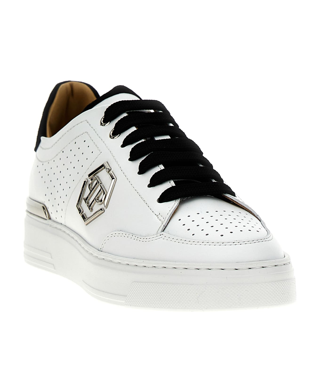 Philipp Plein 'mix Leather Lo-top' Sneakers - White/Black
