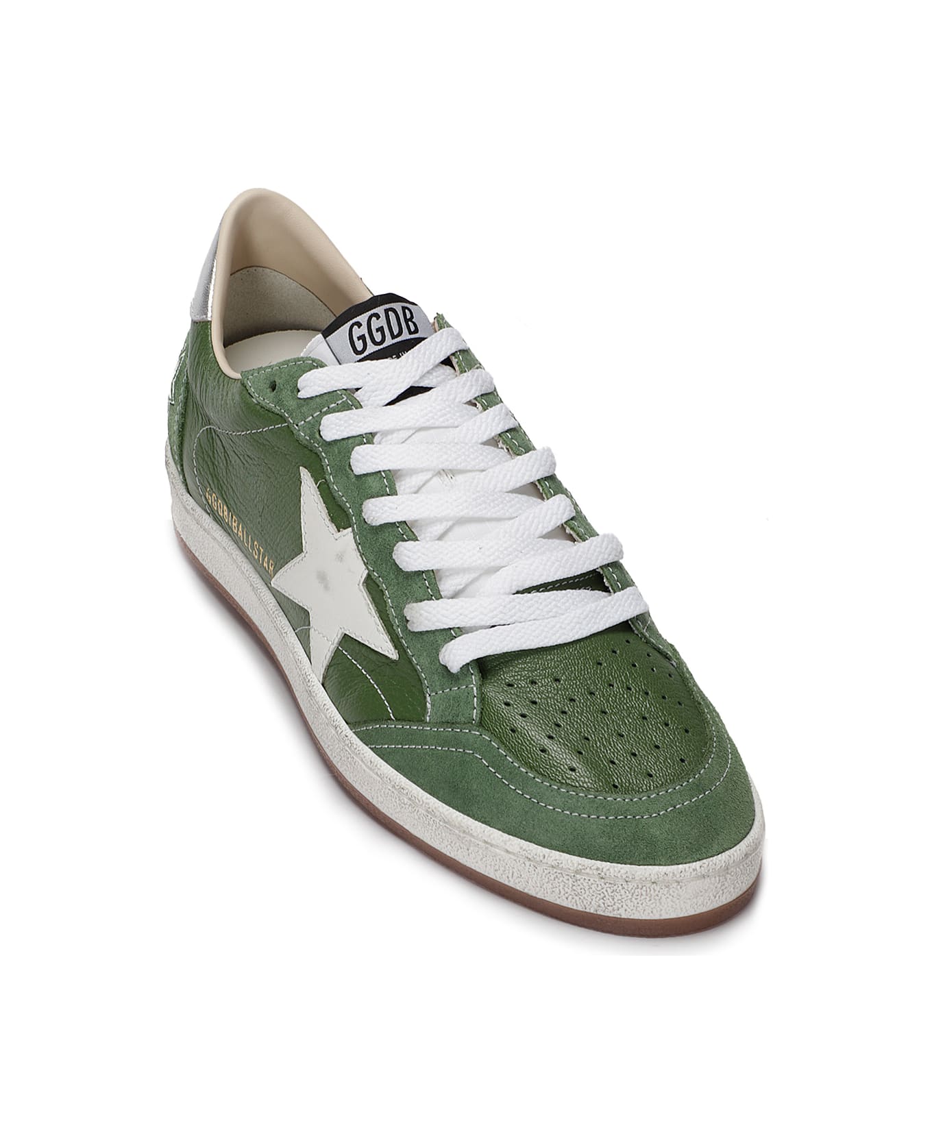 Golden Goose Ballstar Nappa Upper Toe And Spur - GREEN/WHITE/SILVER