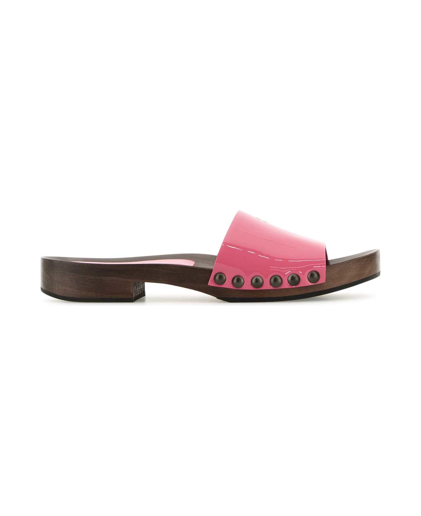 Miu Miu Fuchsia Leather Clogs - BEGONIA