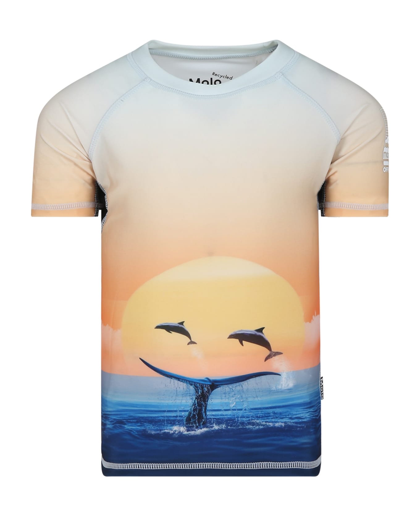 Molo Orange T-shirt For Boy With Dolphins - Multicolor Tシャツ＆ポロシャツ